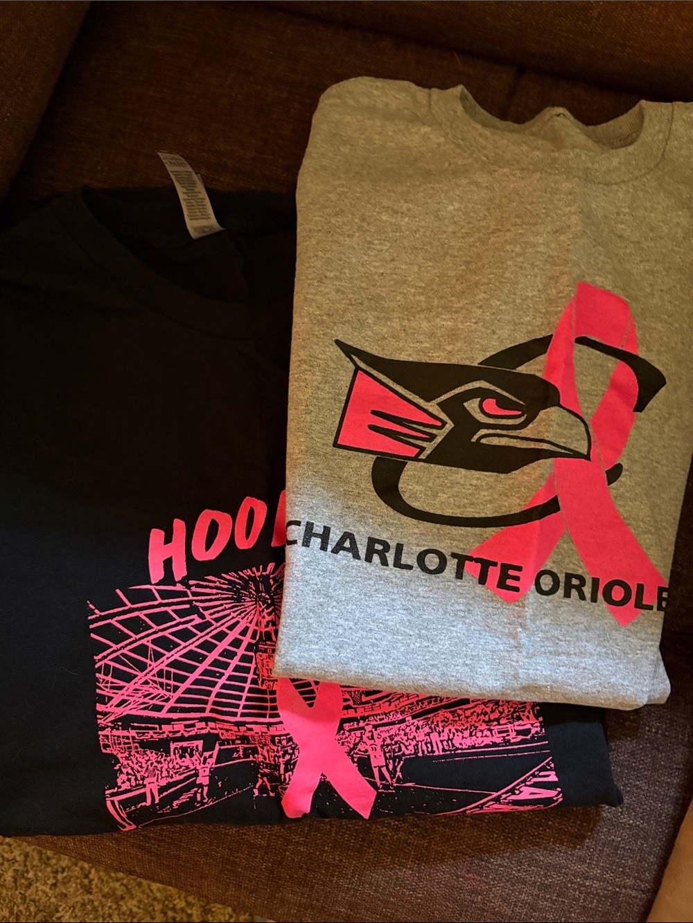 Charlotte Orioles Gray & Black Ribbon Logo Tee